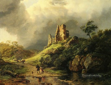  Approaching Oil Painting - THE APPROACHING STORM Dutch landscape Barend Cornelis Koekkoek